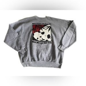 Vintage Hanes San Diego Zoo Panda Graphic Grey Poly Cotton Crewneck Sweatshirt
